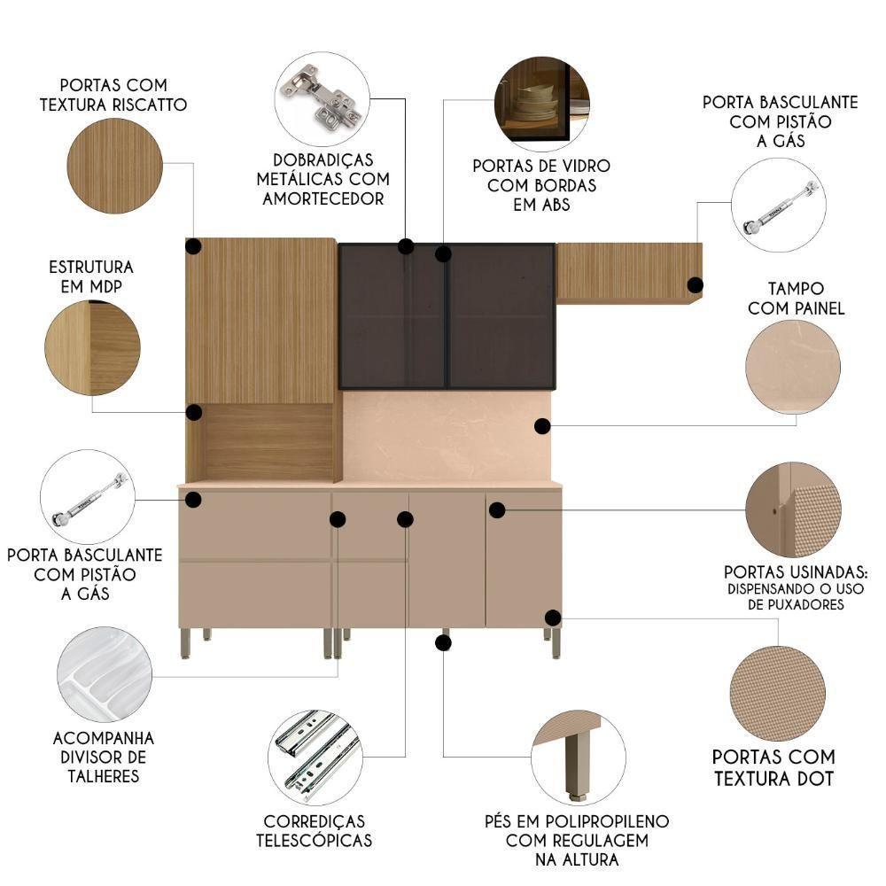 Armário De Cozinha Cp05 Com Tampo 120cm Minsk Vanilla-freijó Z06 - Mpozenato - 3