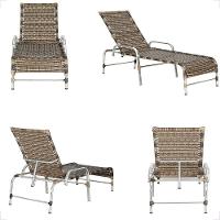 2 Espreguiçadeiras Catar E Mesa Para Piscina Jardim Varanda Cappuccino - 5