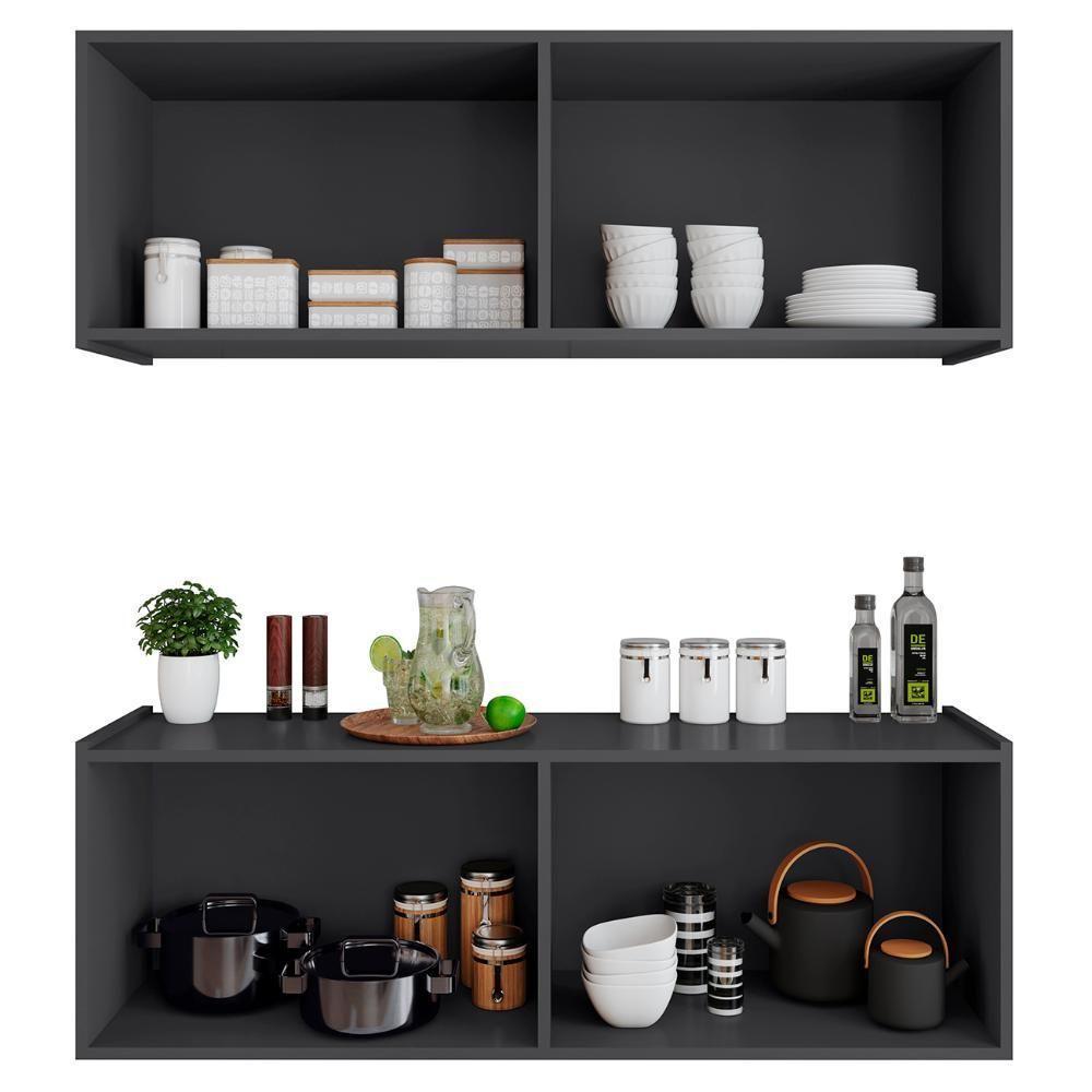 Armário De Cozinha E Balcão Suspenso 118cm Monna Grafite Z34 - Mpozenato - 5