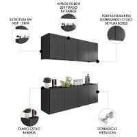 Armário De Cozinha E Balcão Suspenso 118cm Monna Grafite Z34 - Mpozenato - 3