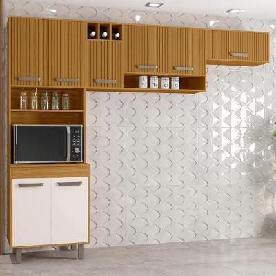 Armário de Cozinha Compacta Emily 7 Portas em MDP 258cm Off White Mpozenato