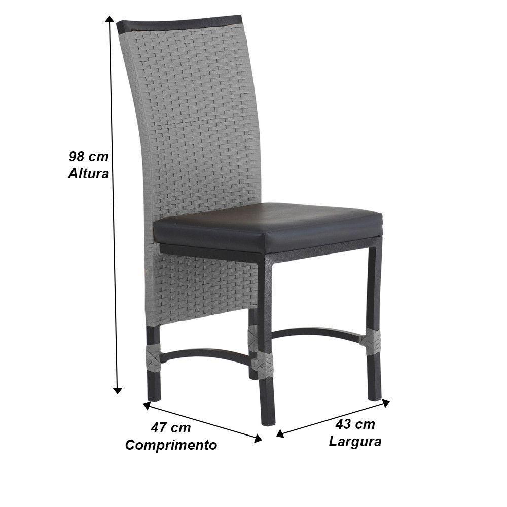 4 Cadeira Corda Náutica Saia Longa Cozinha área Edícula Prata - 3