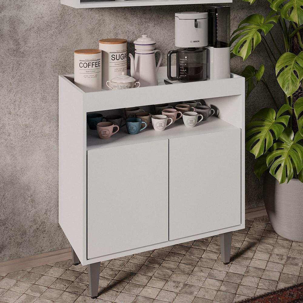Balcão Aparador Buffet Cantinho Do Café 71cm Lice Z34 Branco - Mpozenato - 2