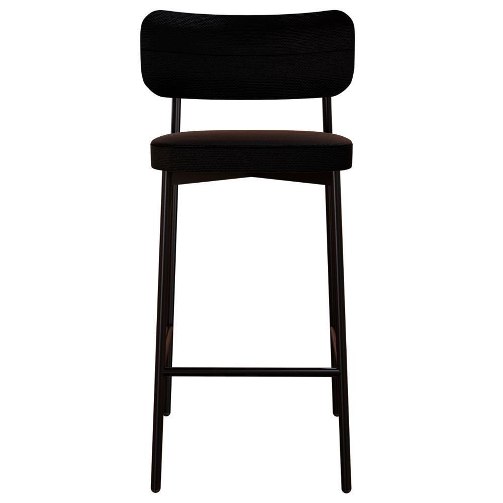 Banqueta Alta Bar Estofada Kit 2 Ella M25 Linho Preto - Mpozenato - 6