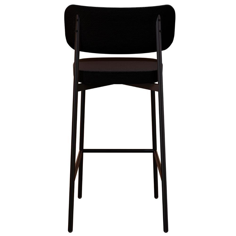 Banqueta Alta Bar Estofada Kit 2 Ella M25 Linho Preto - Mpozenato - 7