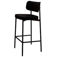 Banqueta Alta Bar Estofada Kit 2 Ella M25 Linho Preto - Mpozenato - 5