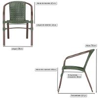 03 Cadeiras Floripa Alumínio Pintura Marrom Trama Original Verde - 2