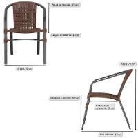 04 Cadeiras Floripa Alumínio Pintura Preta Trama Original Marrom - 2