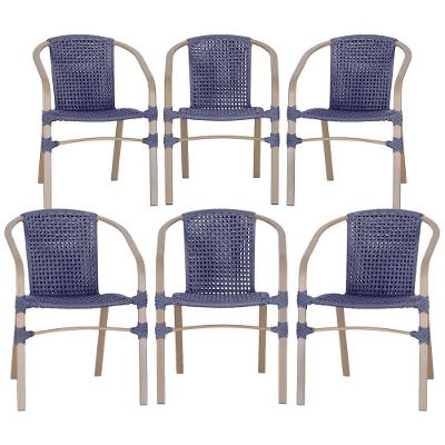 06 Cadeiras Floripa Alumínio Pintura Fendi Trama Original Azul