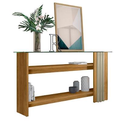 Aparador De Sala Com Prateleiras 150cm Fire Z10 Cumaru-opala - Mpozenato