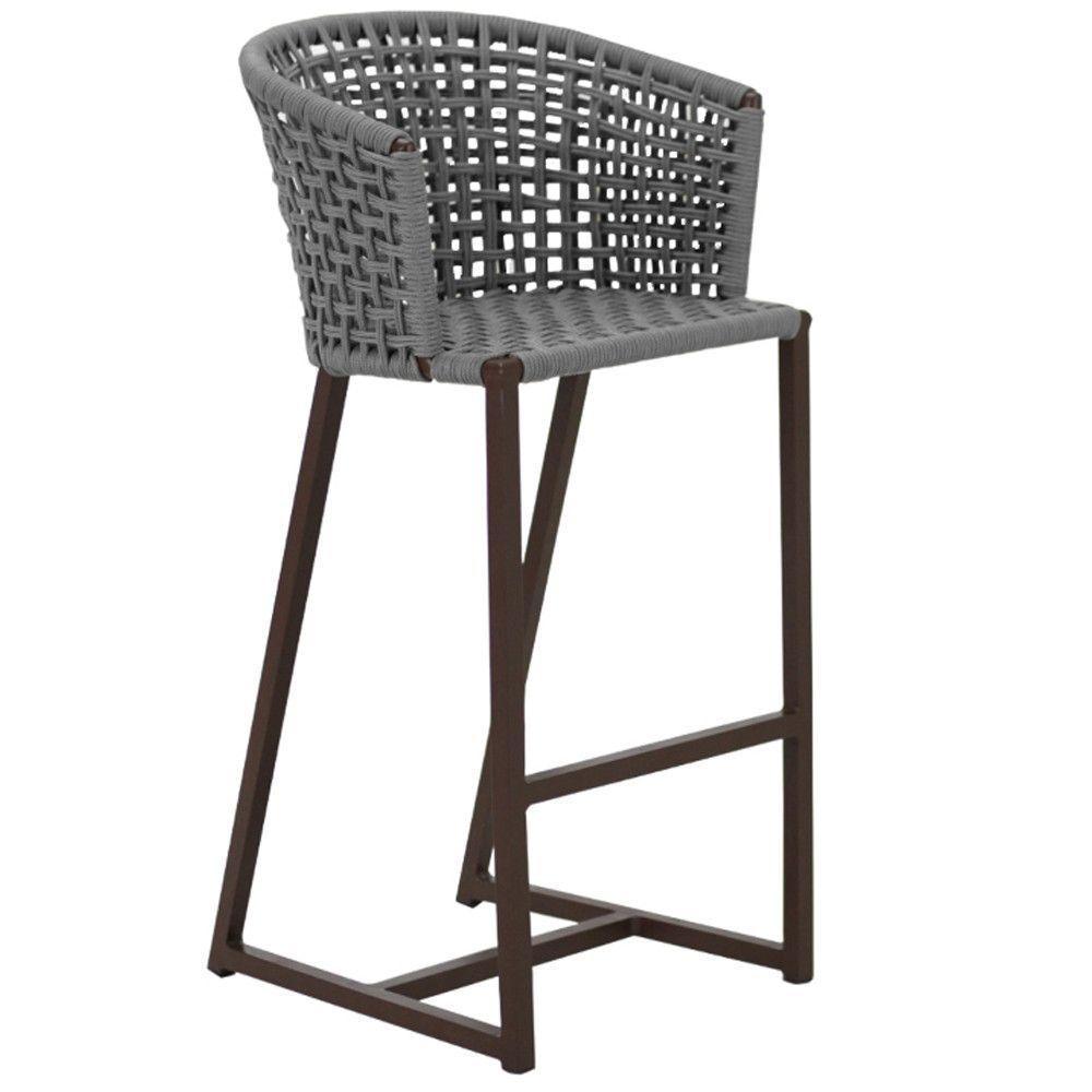 Banqueta Bali Em Alumínio E Corda Náutica Trama Original Prata - 1