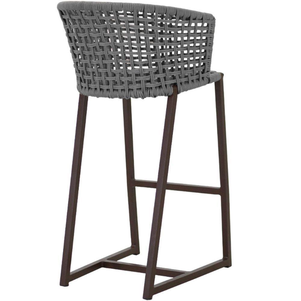 Banqueta Bali Em Alumínio E Corda Náutica Trama Original Prata - 2