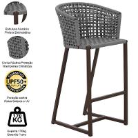 Banqueta Bali Em Alumínio E Corda Náutica Trama Original Prata - 5