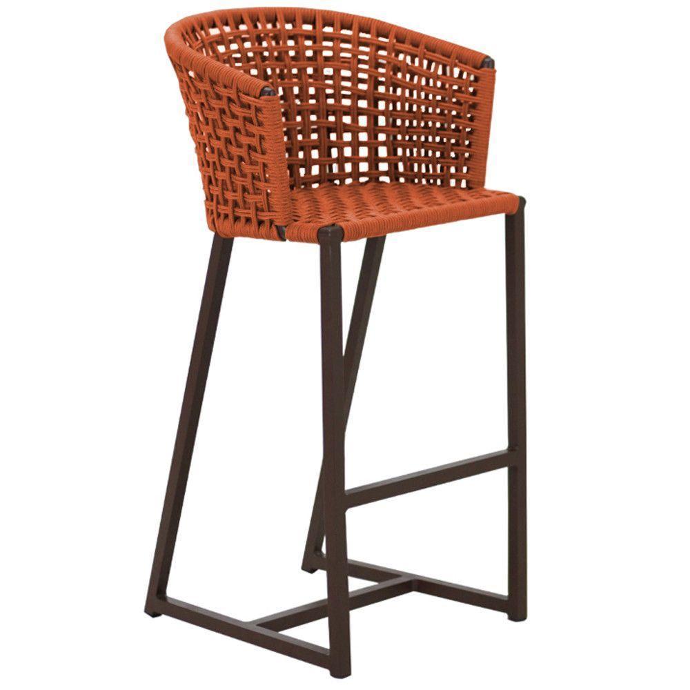 Banqueta Bali Em Alumínio E Corda Náutica Trama Original Terra Cota - 1