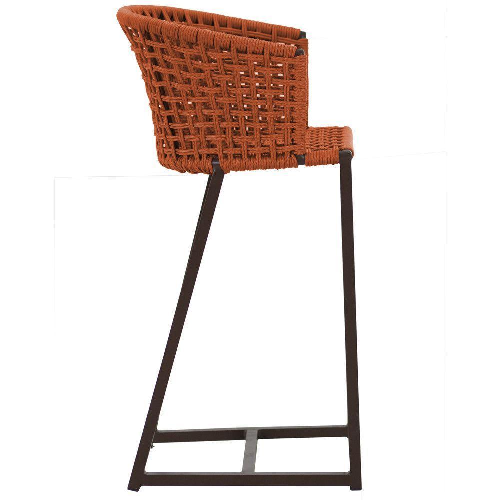 Banqueta Bali Em Alumínio E Corda Náutica Trama Original Terra Cota - 3