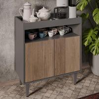 Aparador Cantinho Do Café E Painel 3 Prateleiras Flora Z34 Grafite-freijó - Mpozenato - 5