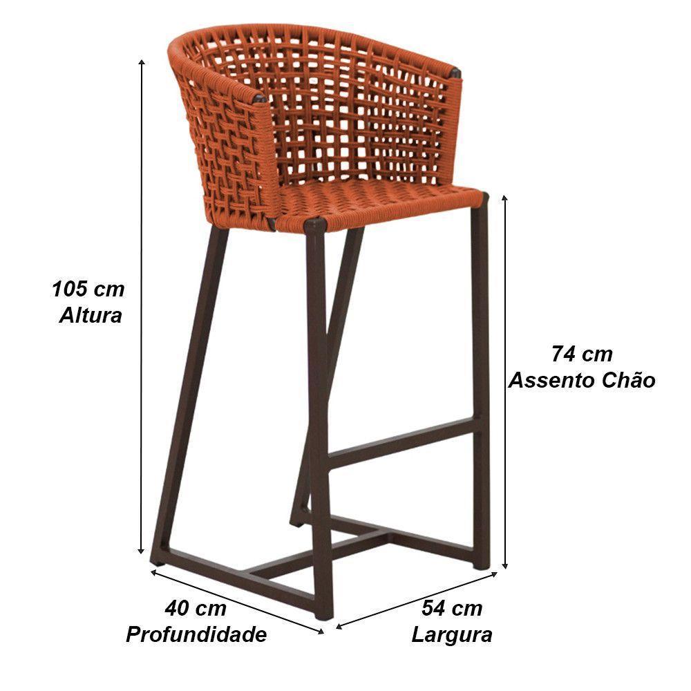 4 Banquetas Bali Em Alumínio E Corda Náutica Trama Original Terra Cota - 4