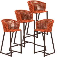 4 Banquetas Bali Em Alumínio E Corda Náutica Trama Original Terra Cota - 1