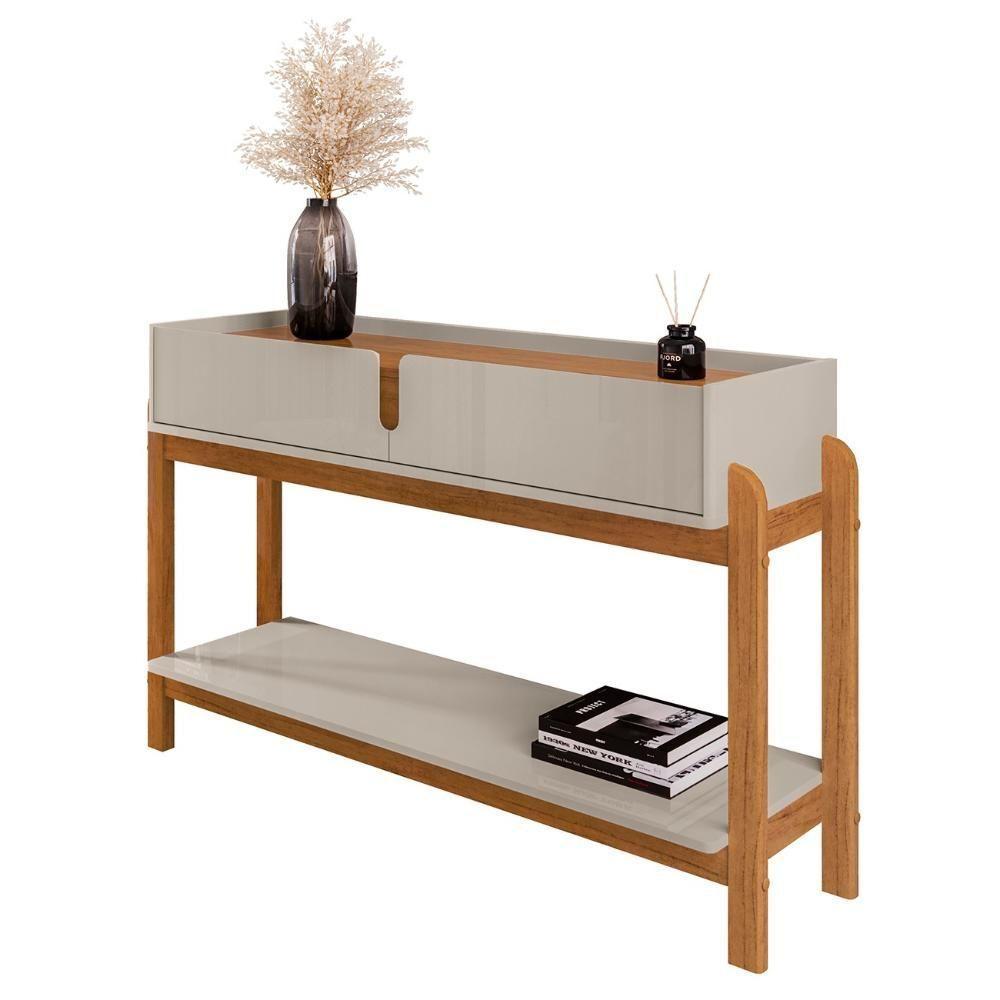 Aparador De Sala 2 Gavetas 130cm Nay C14 Off White-cedro - Mpozenato - 1