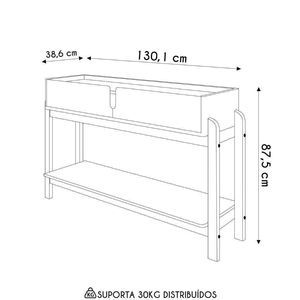 Aparador De Sala 2 Gavetas 130cm Nay C14 Off White-cedro - Mpozenato - 4