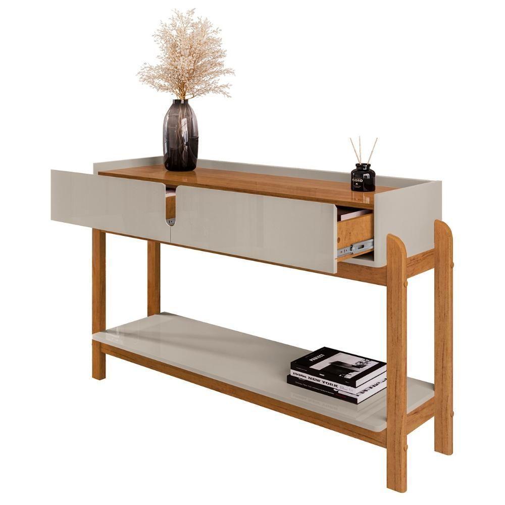 Aparador De Sala 2 Gavetas 130cm Nay C14 Off White-cedro - Mpozenato - 5