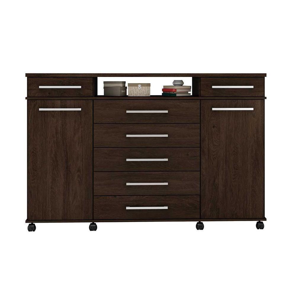 Cômoda de Quarto London c/ 2 Portas e 7 Gavetas Ébano Touch - Demóbile - 6