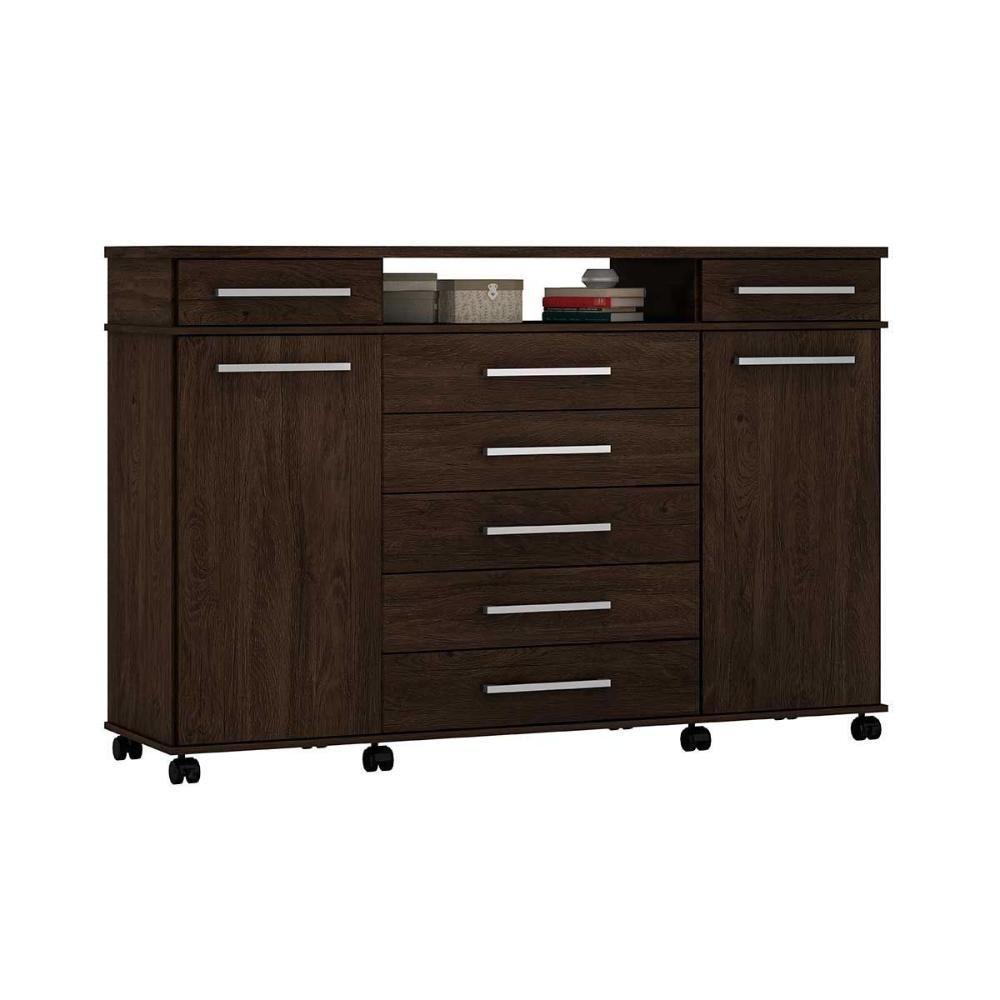 Cômoda de Quarto London c/ 2 Portas e 7 Gavetas Ébano Touch - Demóbile - 7