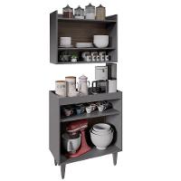 Armário Aéreo E Balcão Aparador Buffet Lice Z34 Grafite-freijó - Mpozenato - 5