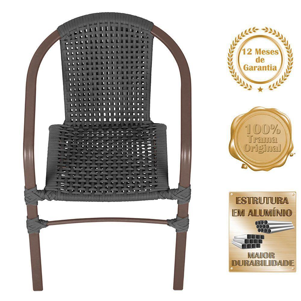 03 Cadeiras Floripa Alumínio Pintura Marrom Trama Original Preto - 3