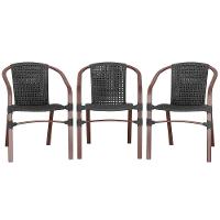 03 Cadeiras Floripa Alumínio Pintura Marrom Trama Original Preto - 1