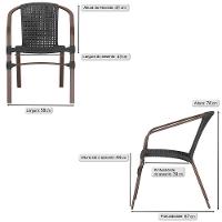 03 Cadeiras Floripa Alumínio Pintura Marrom Trama Original Preto - 2