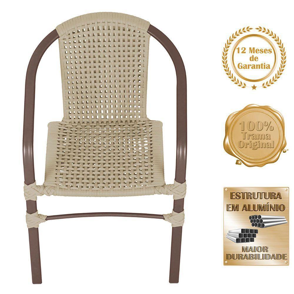 04 Cadeiras Floripa Alumínio Pintura Marrom Trama Original Rami - 3