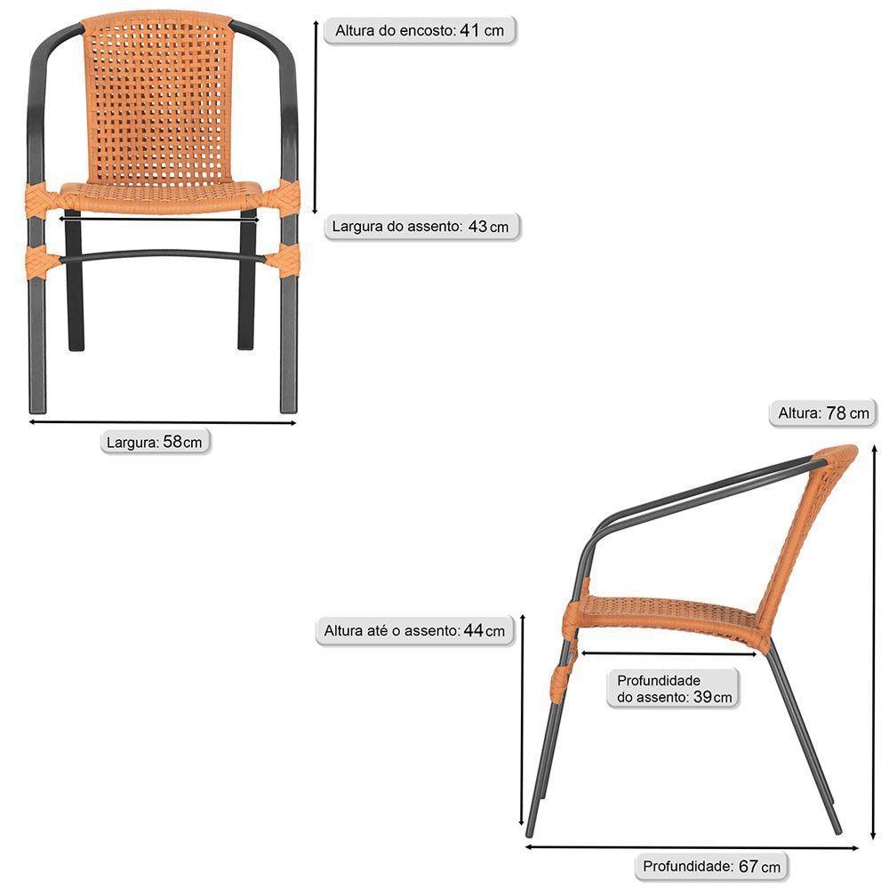 02 Cadeiras Floripa Alumínio Pintura Preta Trama Original Terra Cota - 2