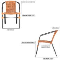 02 Cadeiras Floripa Alumínio Pintura Preta Trama Original Terra Cota - 2