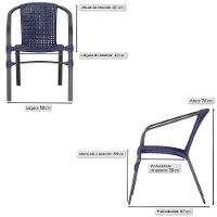 05 Cadeiras Floripa Alumínio Pintura Preta Trama Original Azul - 2