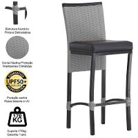 4 Banqueta Cannes Em Alumínio Corda Náutica Trama Original Prata - 4