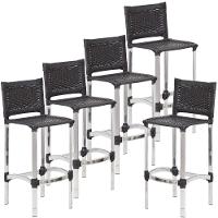 5 Banquetas Altas Madri Em Cozinha Alumínio Edícula área Preto - 1