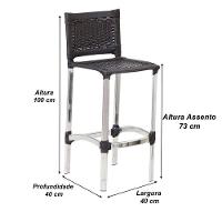 5 Banquetas Altas Madri Em Cozinha Alumínio Edícula área Preto - 3