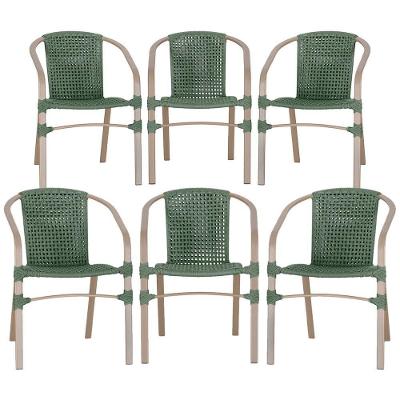06 Cadeiras Floripa Alumínio Pintura Fendi Trama Original Verde