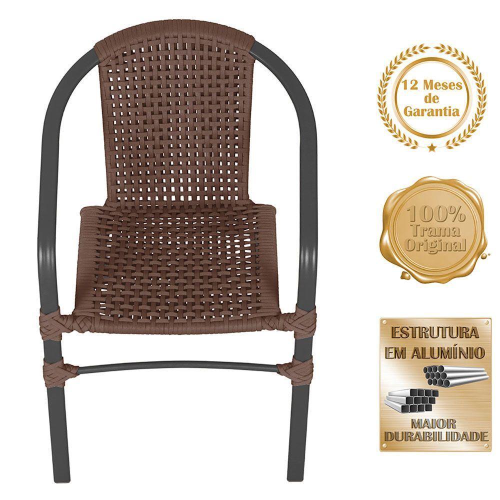 02 Cadeiras Floripa E Mesa Roma 100cm Preta Trama Original Marrom - 2