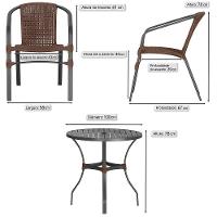 02 Cadeiras Floripa E Mesa Roma 100cm Preta Trama Original Marrom - 5