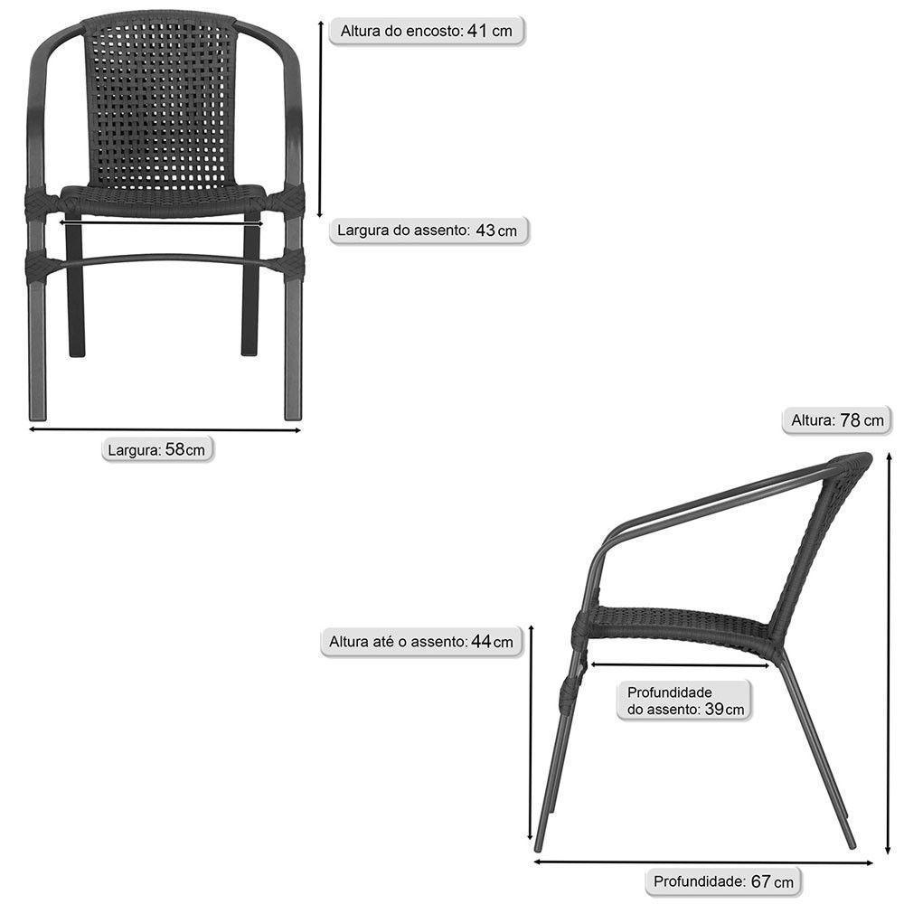 02 Cadeiras Floripa Alumínio Pintura Preta Trama Original Preto - 2
