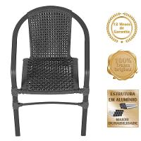 02 Cadeiras Floripa Alumínio Pintura Preta Trama Original Preto - 3