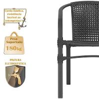 02 Cadeiras Floripa Alumínio Pintura Preta Trama Original Preto