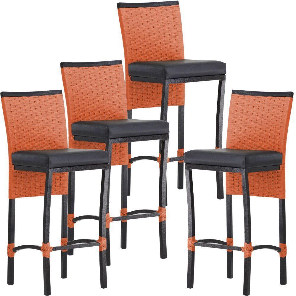 4 Banqueta Cannes Em Alumínio Corda Náutica Trama Original Terra Cota - 1