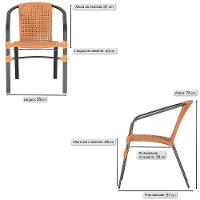 05 Cadeiras Floripa Alumínio Pintura Preta Trama Original Terra Cota - 2