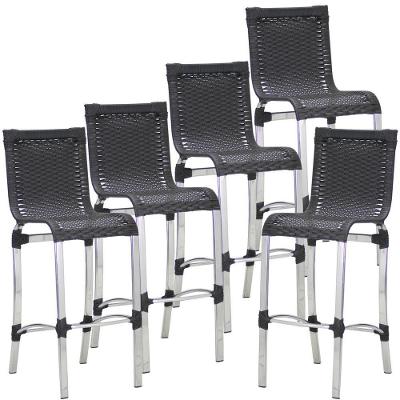 5 Banquetas Alta Haiti Alumínio Fibra Cozinha Balcão Edícula Preto
