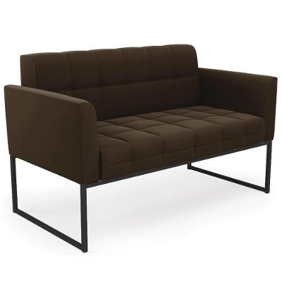 Sofá Namoradeira Base Industrial Preto Ana Suede Marrom - Ibiza