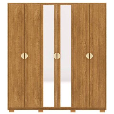 Guarda Roupa Casal Leo Nature V02 6 Portas de Bater 4 Gavetas Nature MDF Mpozenato