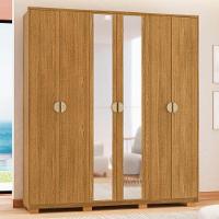 Guarda Roupa Casal 203cm Com Espelho Leo Nature V02 - Mpozenato - 2